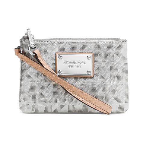 silver purse michael kors|michael kors small wristlet.